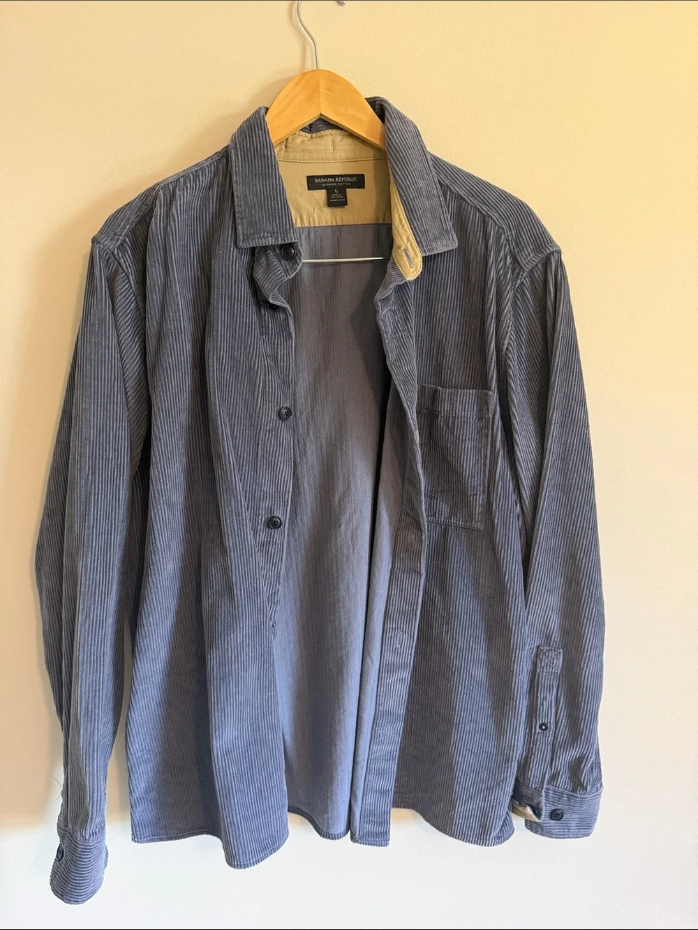 BANANA REPUBLIC ORGANIC COTTON CORDUROY SHIRT JACKET STEEL BLUE